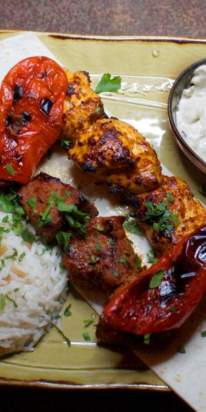 A Turkish mixed kebab served with rice and yoghurt sauce at the Cappadocia Restaurant, Warrington